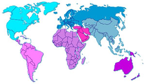 Carte du monde des distributeurs